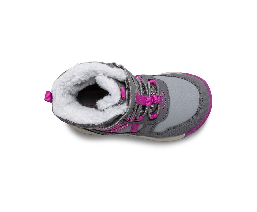 Kozaki Merrell Dziecięce Szare/Różowe - Snow Crush 2.0 Waterproof Jr. - 203851-OWL